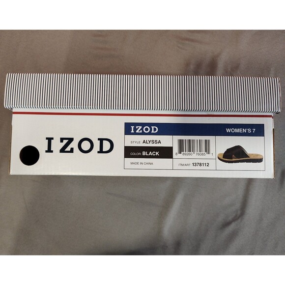 Women's IZOD Alyssa Strap Slide Sandals Black 7 - Picture 5 of 5